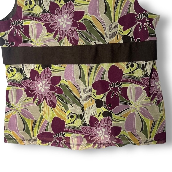 Apt 9 Sleeveless Blouse Sz XL Y2K 90's Retro Ribbon Floral Burgundy - Picture 9 of 12